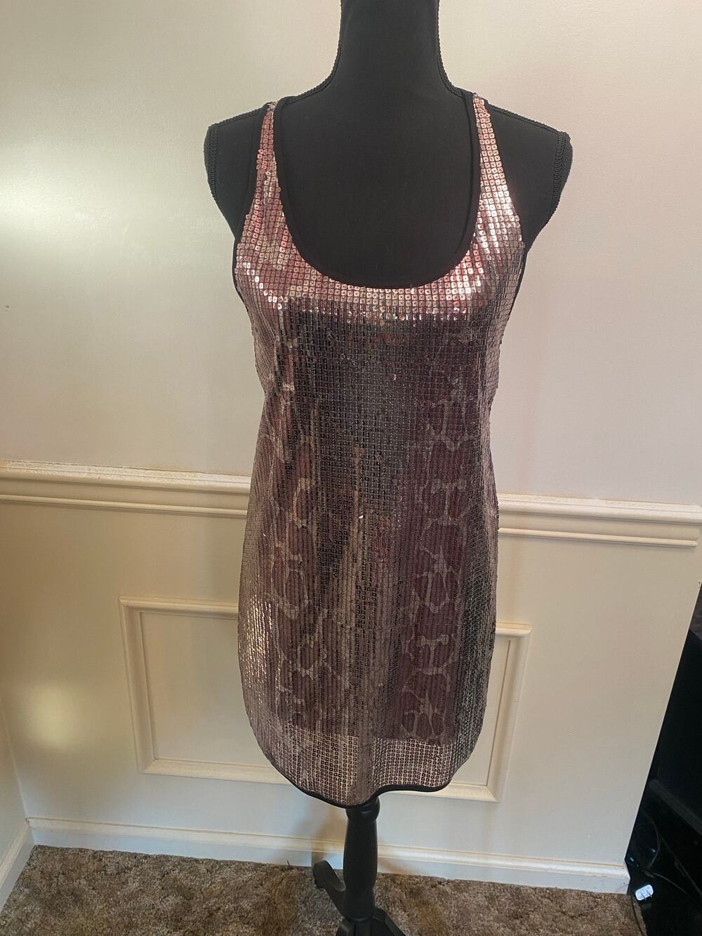 Y2K Night Out Urban Vibe Metallic Sequin Mesh Layer Animal Print Mini Dress